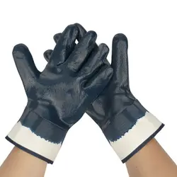 Blue Dipped Rubber Gloves Waterproof Oil Resistant Thicken Working Glove 26cm Anti-Heat Welding Supplies Auto Repair Gauntlets