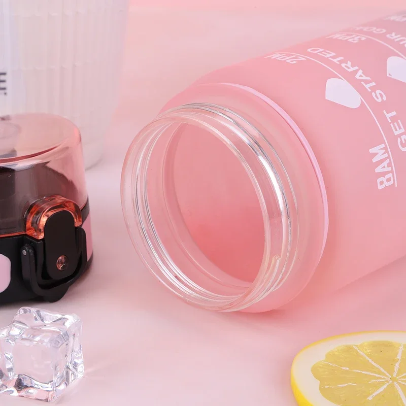 1000ml Frosted Sports Water Bottle Gradient Progressive Color Drinking Water Cup with Handle for Gym Outdoor Sports Camping