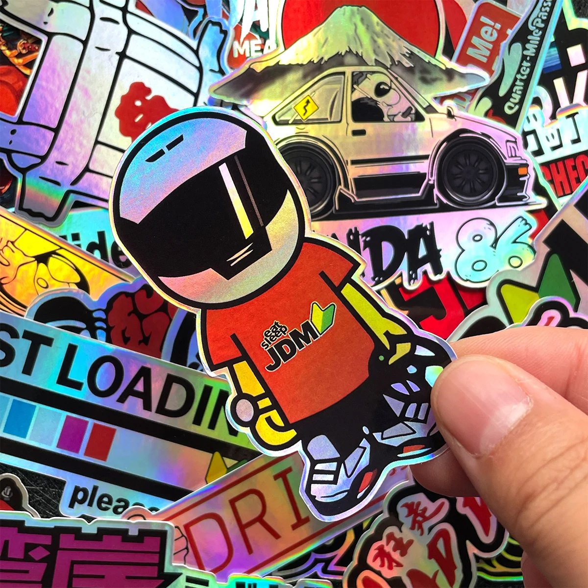 40PCS/Lot laser Rainbow Random Motorcycle Stickers Car Moto Bike Helmet Fuel Tank JDM Logo Accessories Decals For Kawasaki Voge image 4