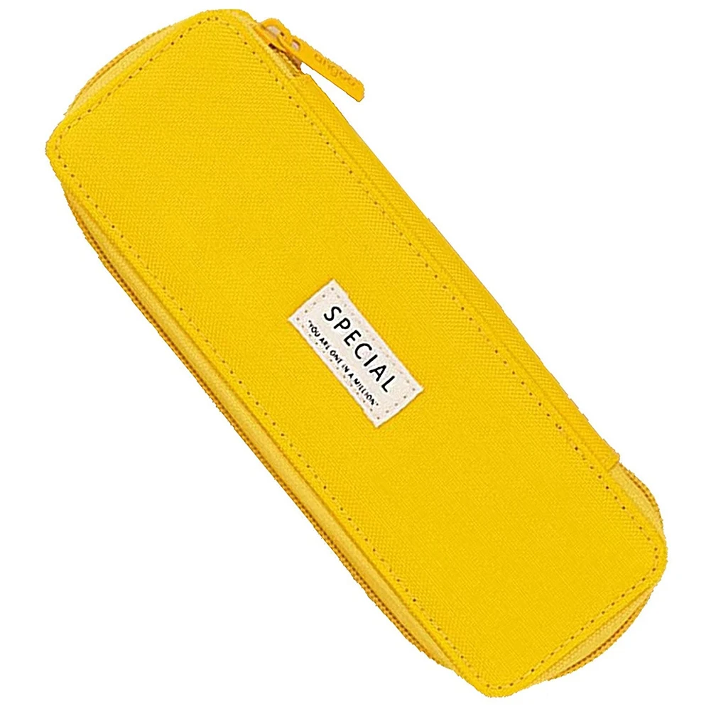 Angoo Canvas Pencil Case,Stylish Simple Pencil Bag with Zipper,Durable Compact Pencil Pouch,Portable Stationery Yellow