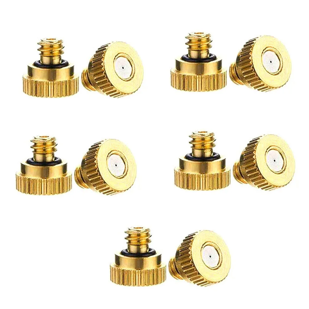 10pcs Brass Misting Nozzles 0.3mm For Garden Sprinkler Mister Outdoor Cooling System Water Spray Nozzle Sprinklers Misting