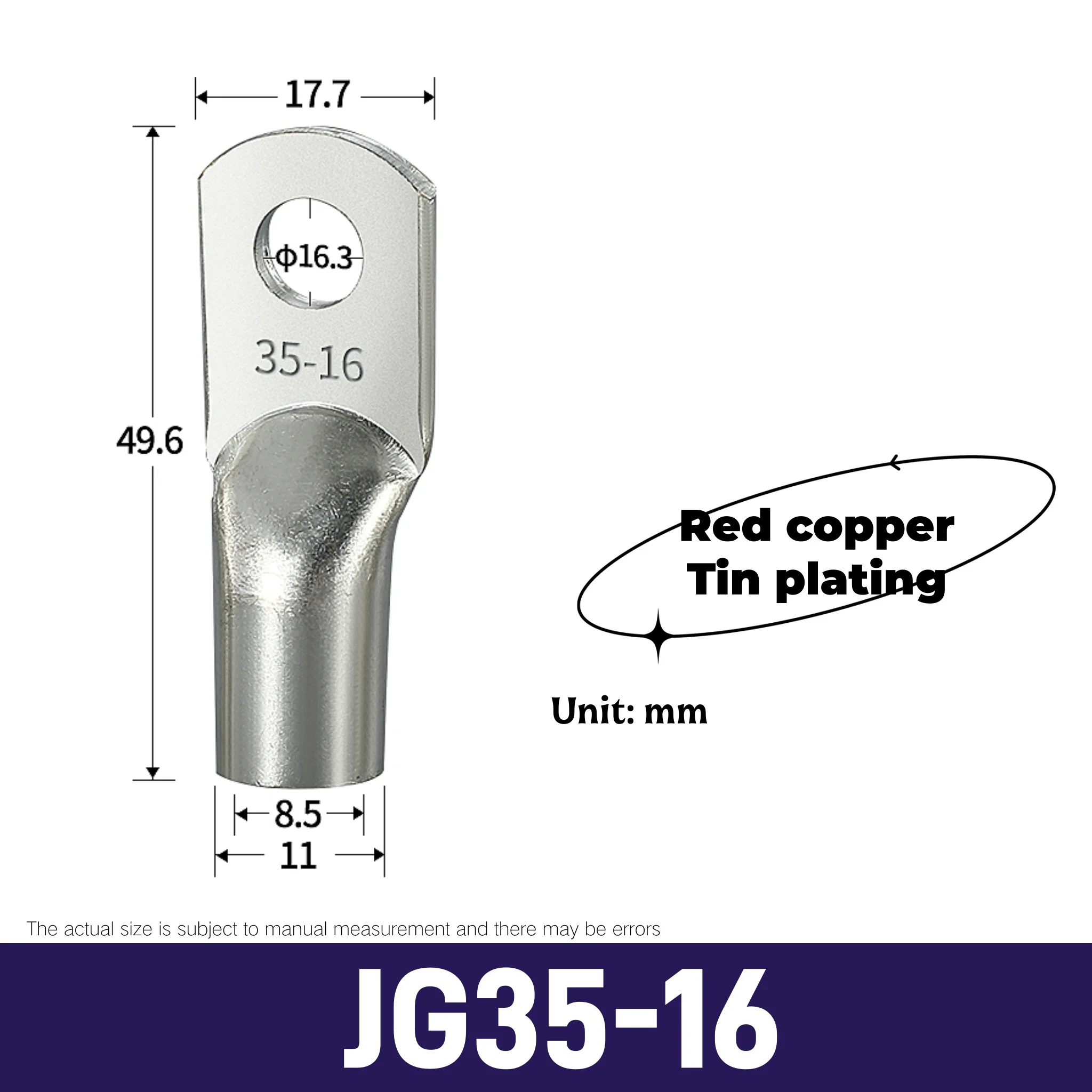 9PCS Jg Crimp Terminal Koperen Terminal voor Schepen Marine Draad Kabelschoen voor Elektrische Aansluiting Bedrading Terminal Diafragma M6 M8