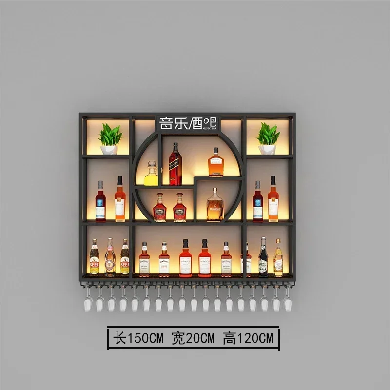 高級で便利な新作ウォールマウント工業用バーキャビネット、鉄製フレーム収納、豪華でモダンな正方形格子