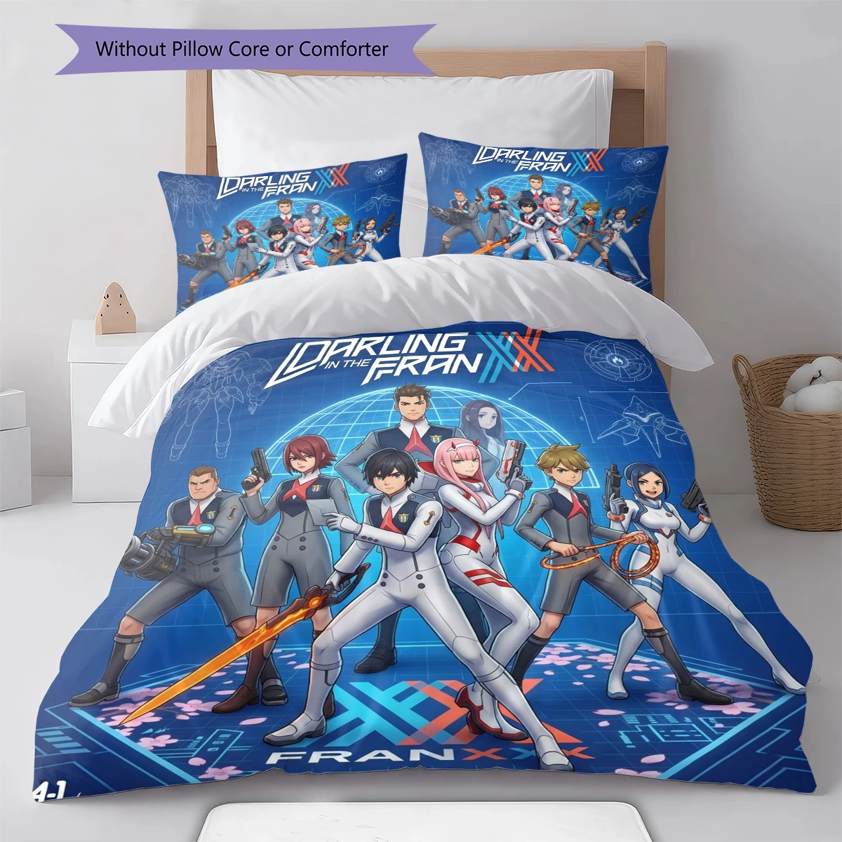 DARLING in the FRANXX Soft Comfort Duvet Cover, Kids Bedding Set Gift,Size  Various Options -HE77