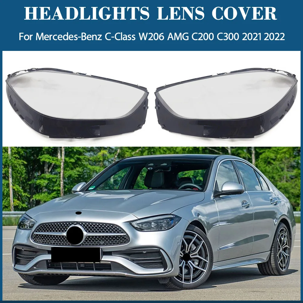 

Headlamp Transparent Cover Lamp Shade Headlight Lens Plexiglass Lampshade For Mercedes-Benz C-Class W206 AMG C200 C300 2021 2022