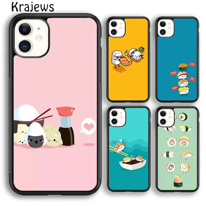 Kawaii Sushi Pattern Phone Case Cover For iPhone 16 15 14 plus XS XR 11 12 mini 13 pro max coque Shell Fundas