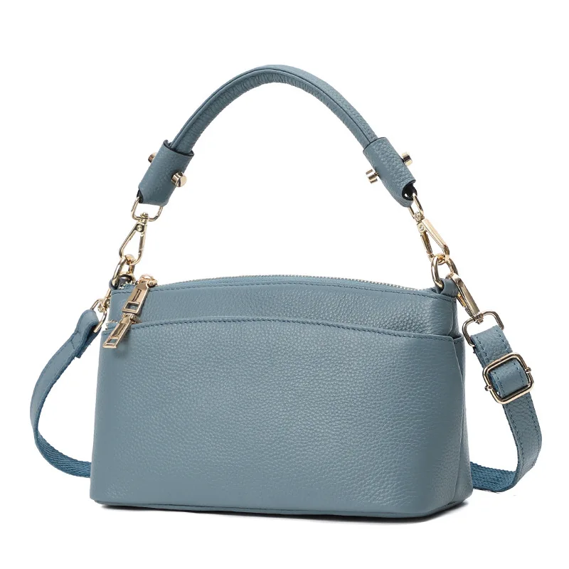 100% torba ze skóry naturalnej moda damska torba na ramię czarna torebka 3 zamki panie skóry wołowej Crossbody torba torebka damska