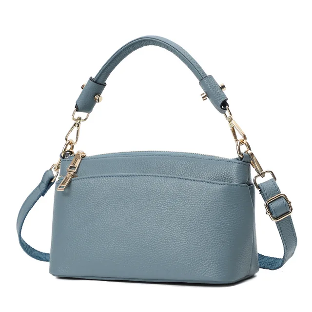 100% torba ze skóry naturalnej moda damska torba na ramię czarna torebka 3 zamki panie skóry wołowej Crossbody torba torebka damska