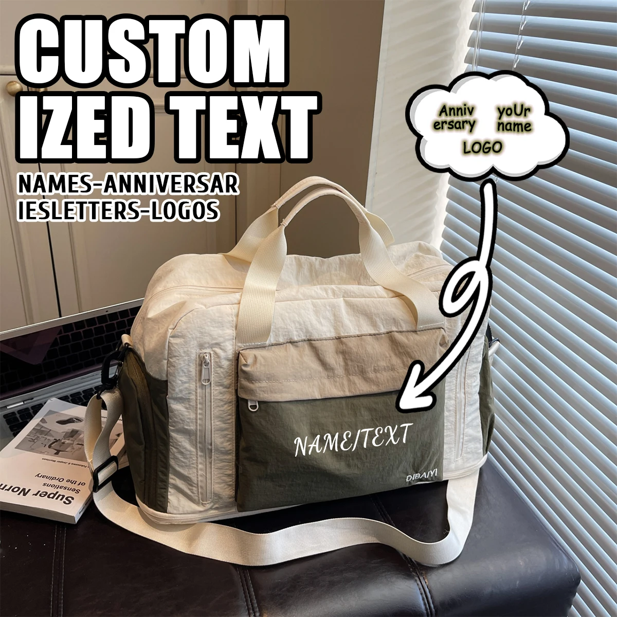 حقيبة سفر بشعار مخصص، حقيبة أمتعة يدوية لرحلة العمل لمسافات قصيرة، حقيبة رياضية نسائية مع حجرة للأحذية، حصريًا بنفسك #1
