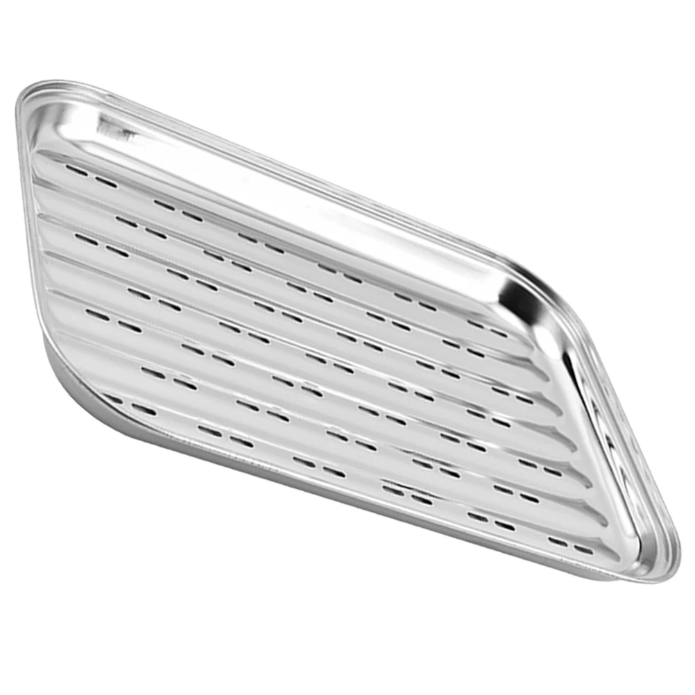 

Stainless Steel Pan Perforated Tray Camping Multifunctional Kitchen Plate Outdoor Grill Tools Stainless Steel Plate Rectangle