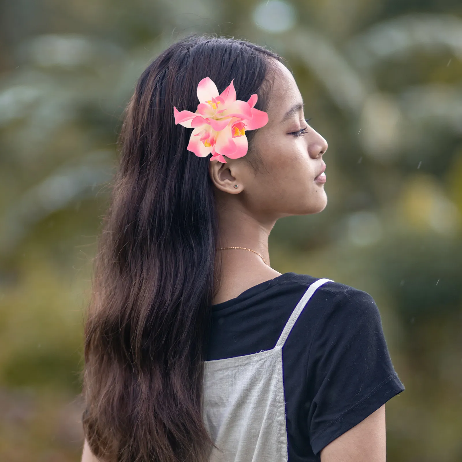 

Artificial Flower Hair Clip Colorful Orchid Design Bohemian Style Fine Craftsmanship Hairpin for Women Festival Beach Party