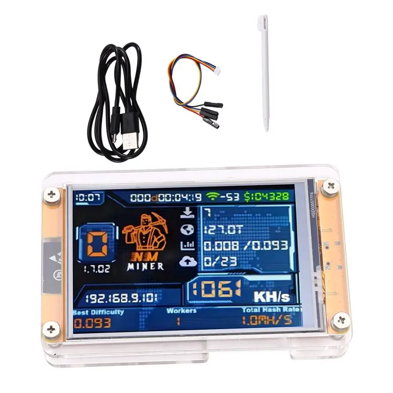 Y42A-Nerd Miner Upgraded 1060KH/S Nmminer Nerdminer Harshrate 3.5 Inch Big Display Bitcoin Crypto Solo Lottery Mining Equipment