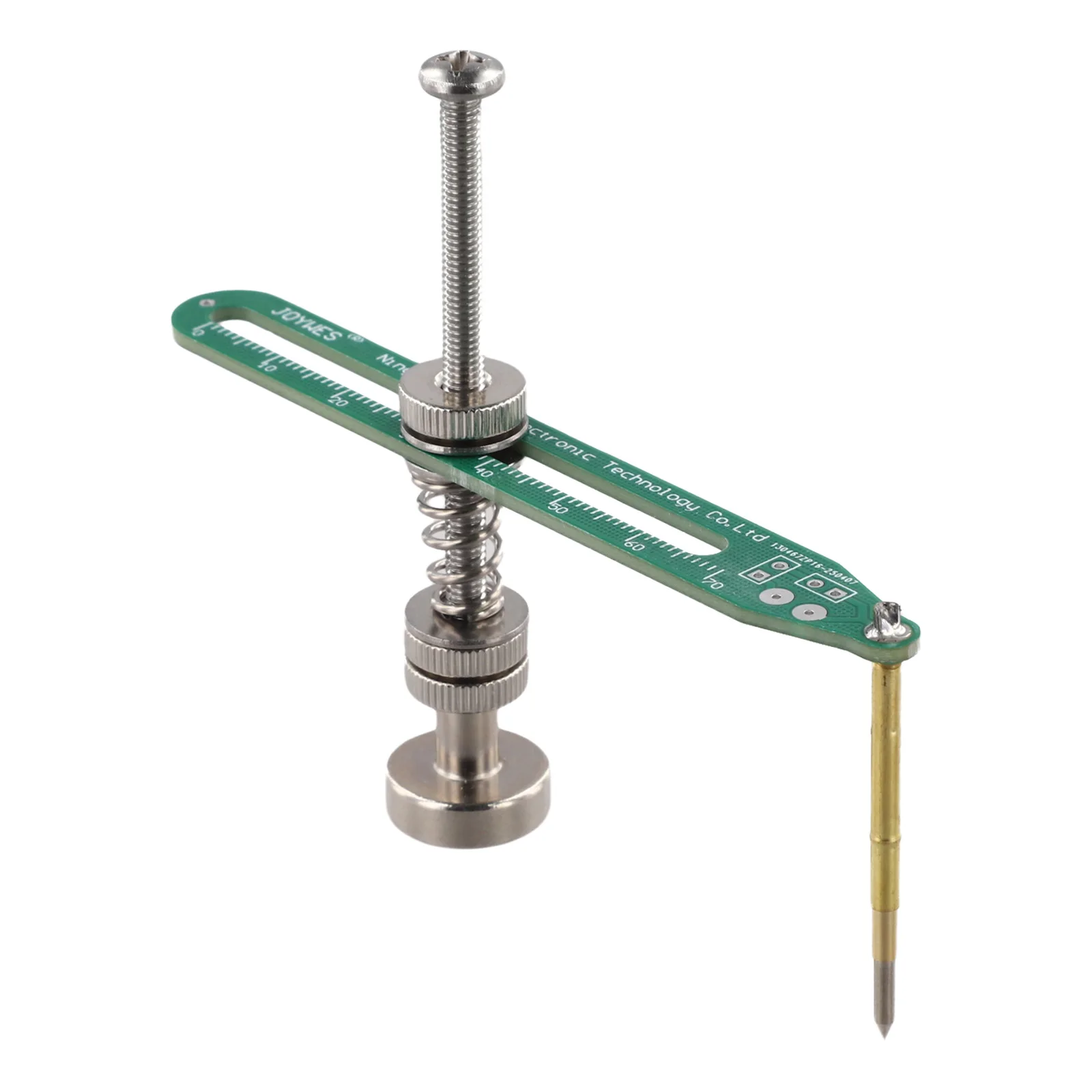 PCB bracket with adjustable electronic test probes and pressure needle for circuit board assembly and welding applications