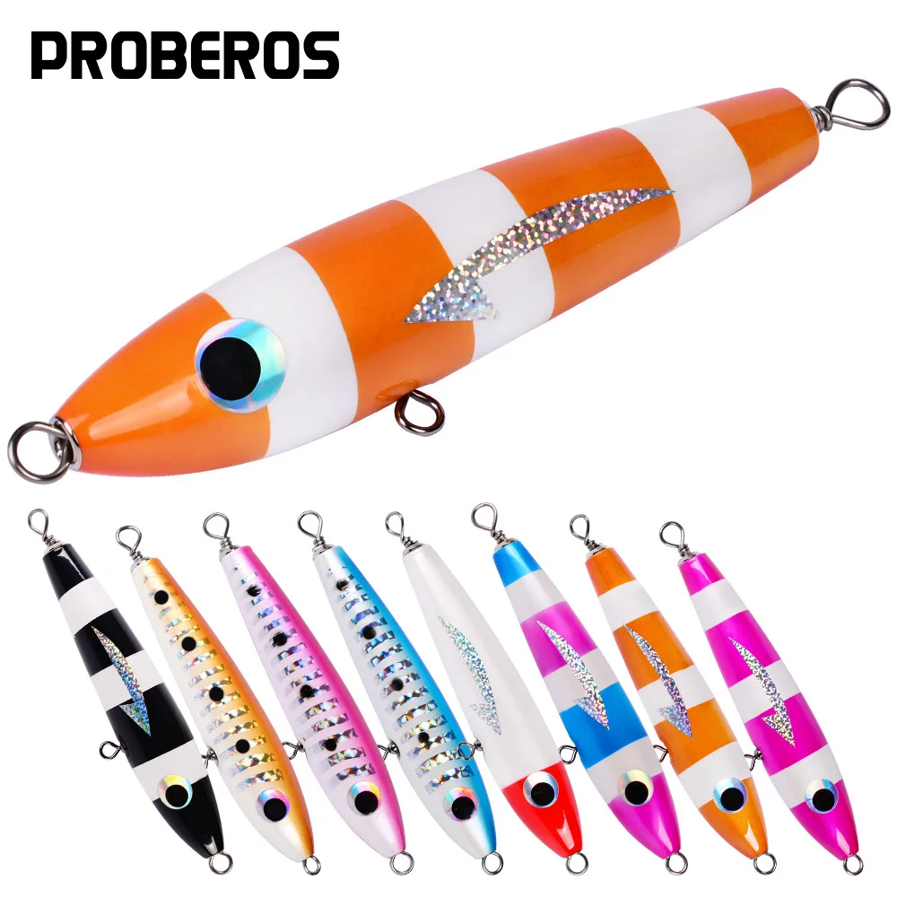 

215mm 60.5g Big Wooden Popper Lure WD002 Bionic Lifelike Hard Bait for Tuna Grouper GT Saltwater Sea Fishing Tackle