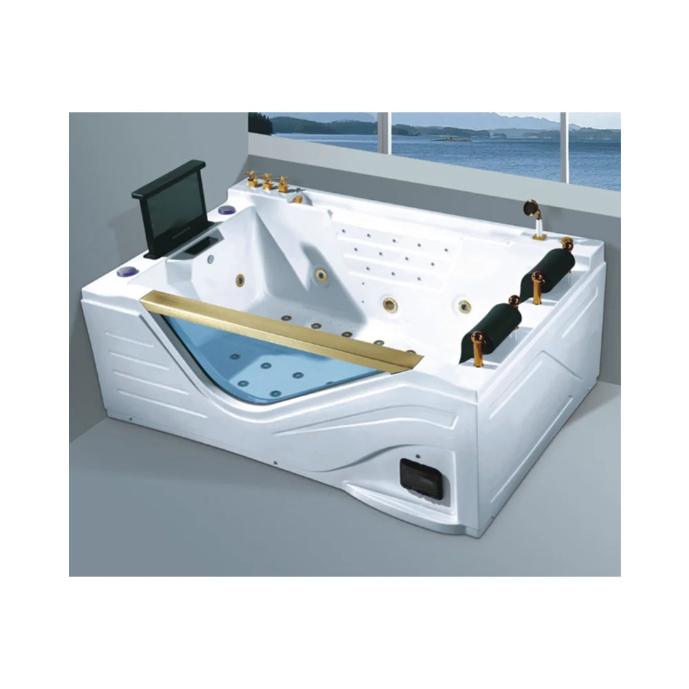 

Custom Modern Square Hot Tub White Acrylic Freestanding Massage Whirlpool Walk in Tub Shower Combo Bathtub