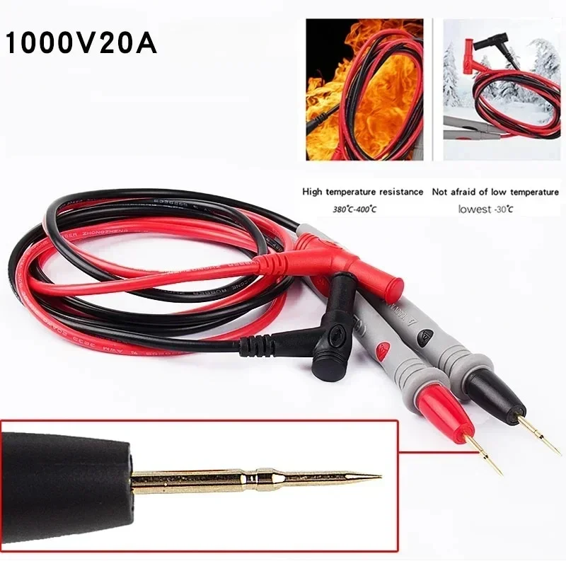 1 Pair Universal Probe Test Leads Pin Digital Needle Tip Multi Meter Tester  20A 1000V