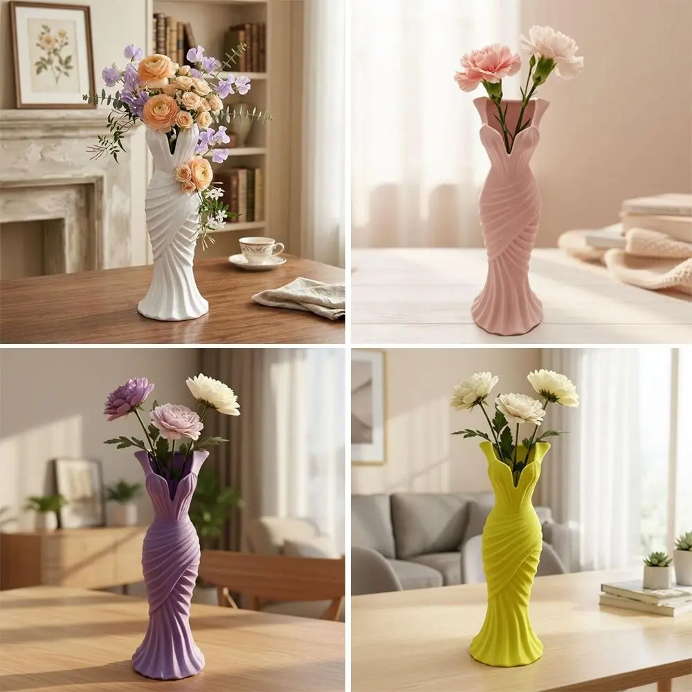 Gown-Shaped 3D Printed Flower Vases Flower Arrangement Minimalist-Style Elegant Dress Vase Twisted