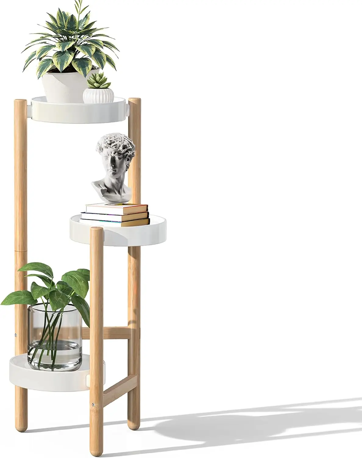 3 Tier Bamboo Plant Stand for Indoor Home Decor, Tall Corner Display Rack with Durable Design