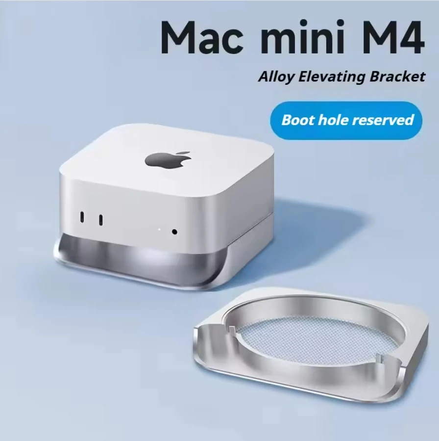 Aluminum alloy Desktop Stand for Mac Mini M4/M4 Pro 2025 Thermal Dust Suppression Bracket Desktop Cooling Stand with Dust Mesh