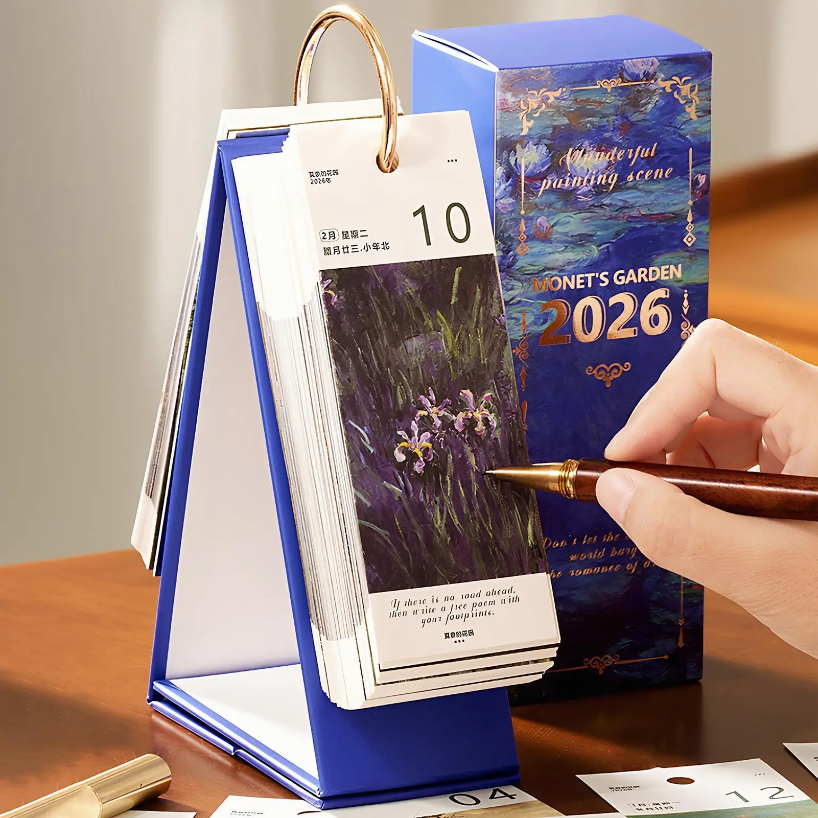 

2026 Vintage Oil Painting One-way Calendar Oil Painting Planner Standing Calendar For Family School Classroom Workplace Decor