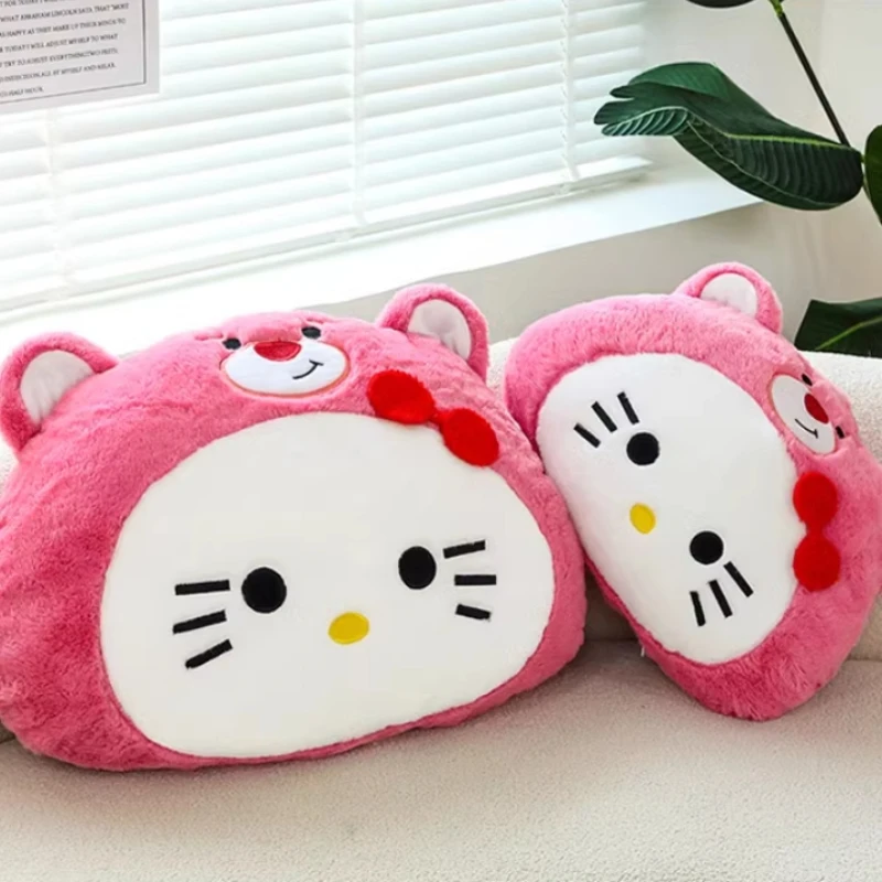 Sanrio Hello Kitty Plush Toy Cushion Cute Cartoon Cosplay Strawberry Bear Sofa Pillow Dolls Kids Birthday Christmas Gifts