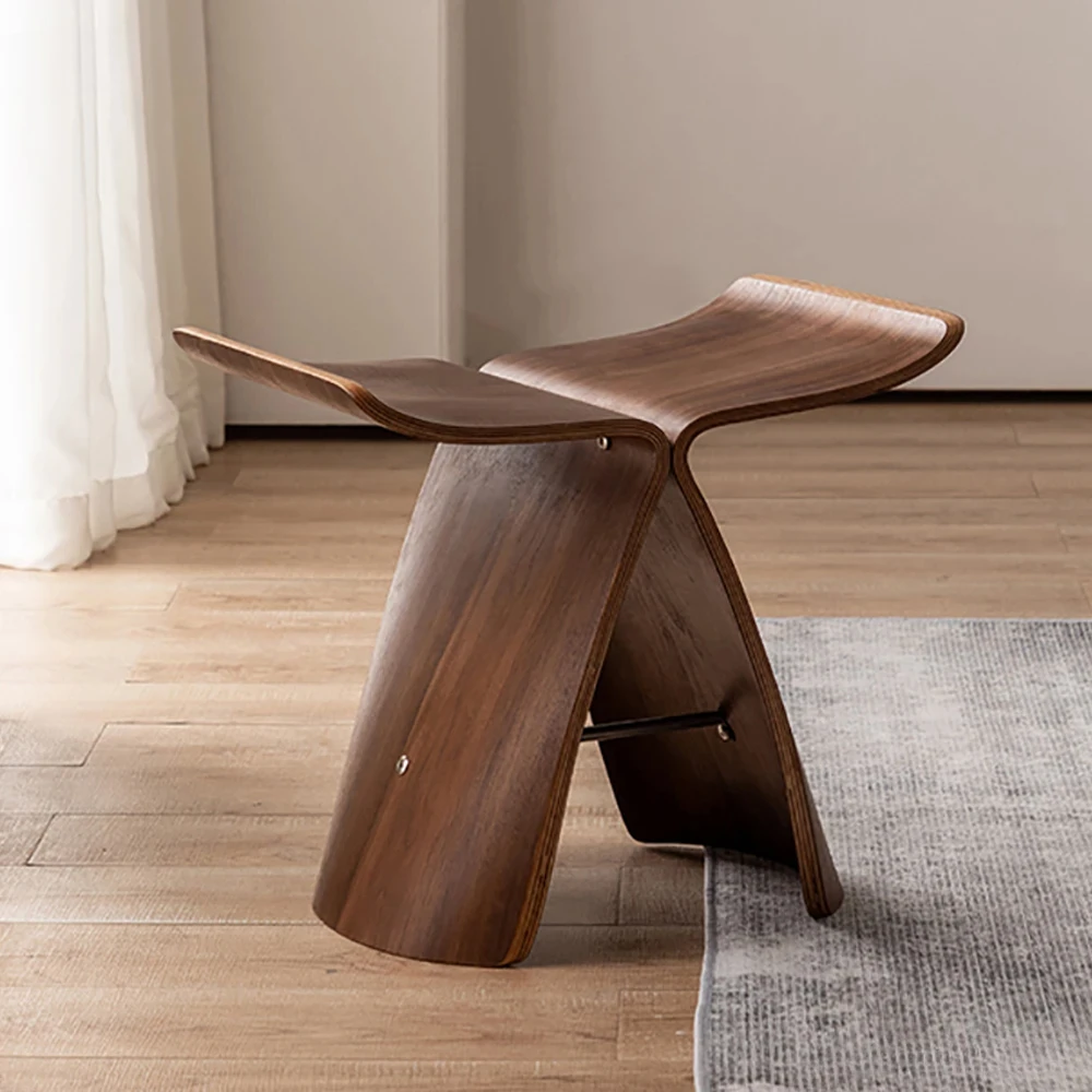 Japanese Style Home Small Solid Wood Stools Ottomans Butterfly Stools Coffee Tables Simple Footstool Dressing Bench Furniture image 4