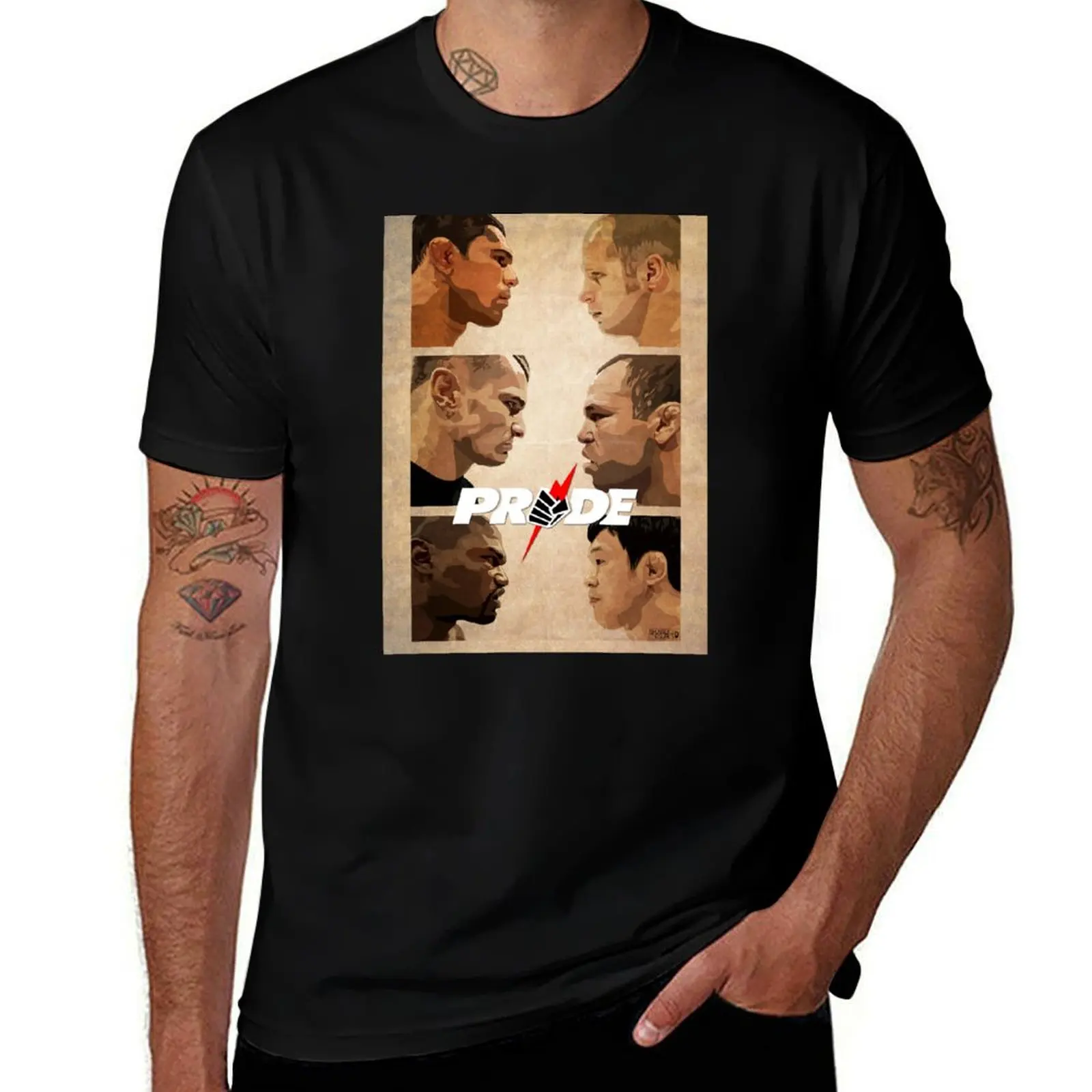 Pride FC Epic Staredown Artwork by shunsukevisuals T-Shirt vintage t shirts oversizeds t shirts men