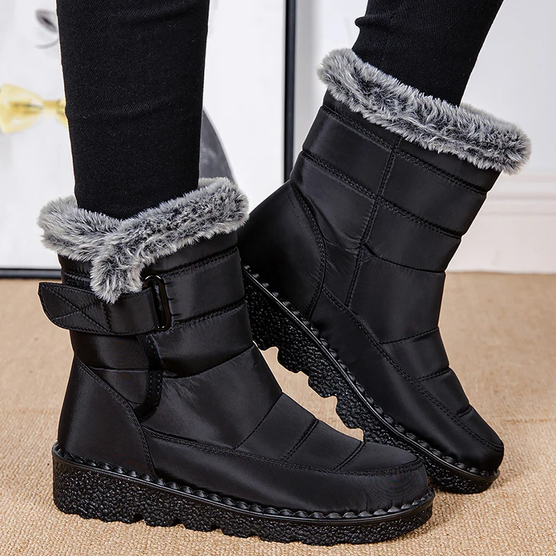 Women's Boots Snow Casual Shoes Women Platform Ladies Shoes Fashion Mid Women's High Boots New Winter Girls Boots Botas Mujer