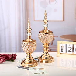 1pc Crystal Golden Candle Holder Candlestick For Home Decor For Dining Table Decor Weddeing Ramadan Incense burner