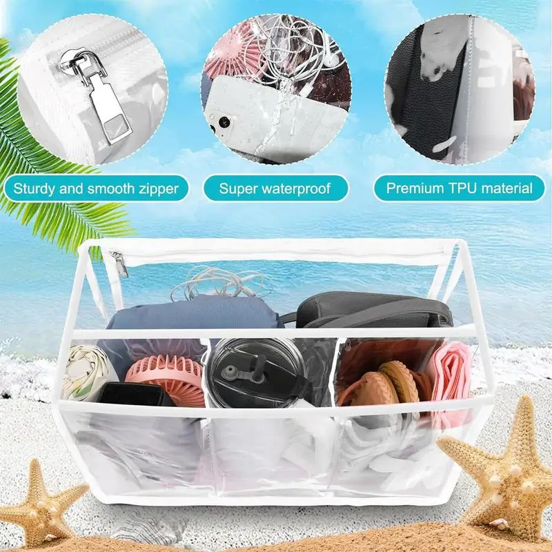 

Beach Bag Organizer Insert Tote Insert Divider Pouch Storage Bag Large Transparent Divider Space-Saving Storage Organizer Bag