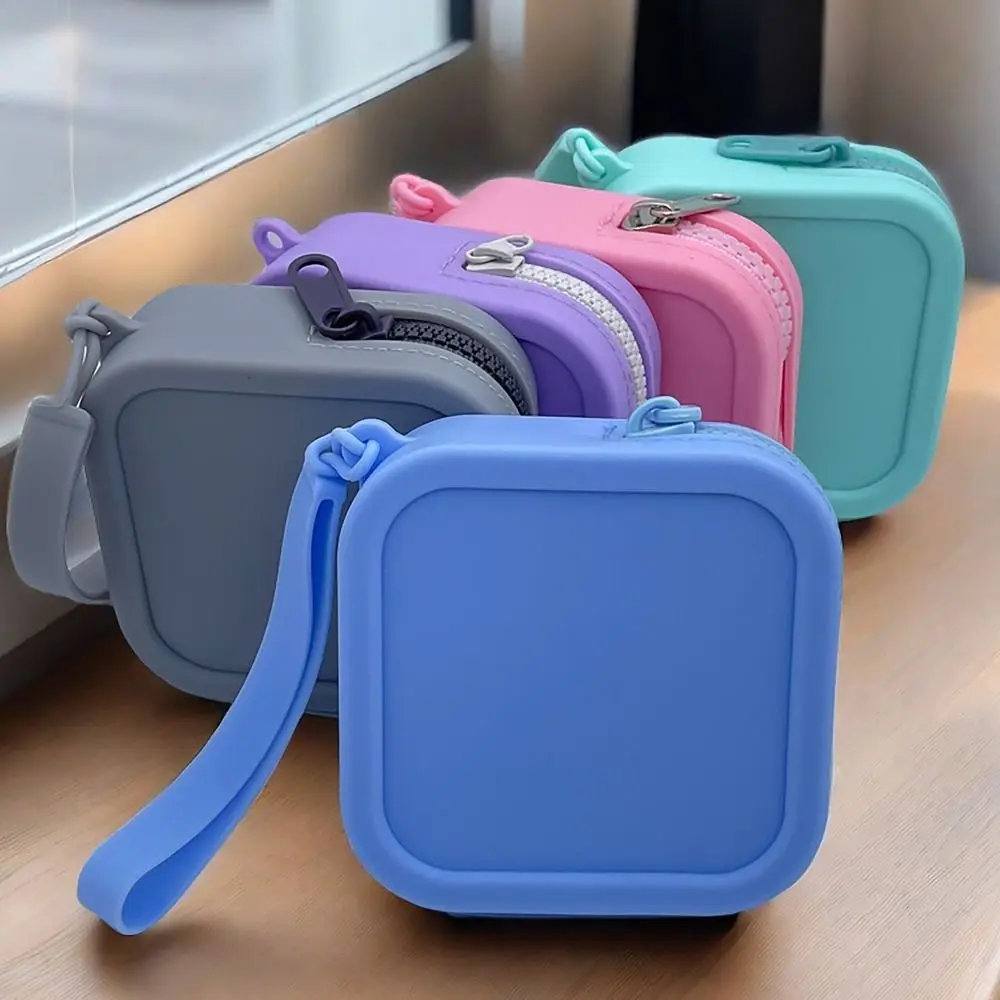 Porte-monnaie étanche en silicone pour étudiants, mini portefeuille, fermeture éclair, poudres de voyage, sac à cosmétiques