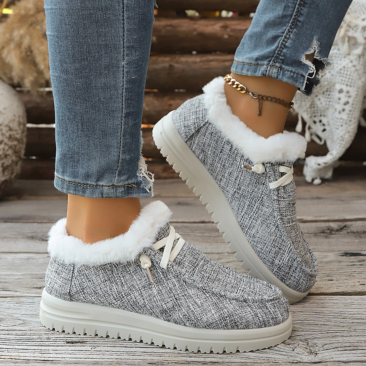Trend Women Snow Boots Winter Luxury Hot Plush Shoes Casual Flats Cotton Boots Winter Sport Platform Fashion Work Shoes Women