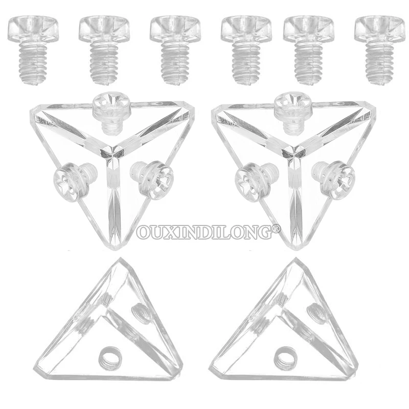 HOT 400PCS Acrylic Corner Braces Right Angle Transparent Furniture Brackets Joint Holder Braces Three-Sides Thread Connectors