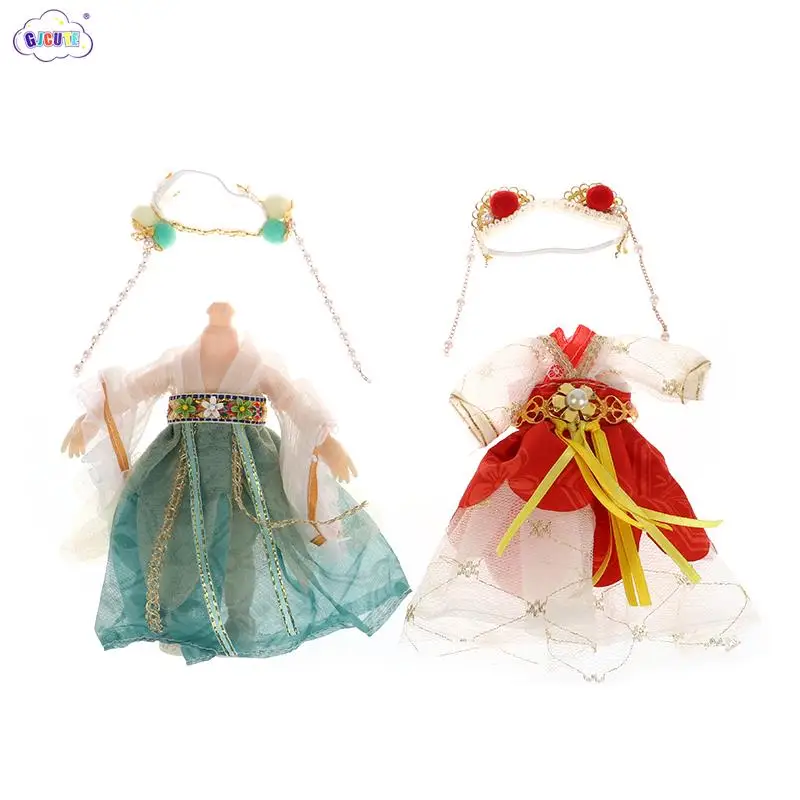 16CM Chinese Style Doll Hanfu Clothing Dress Doll Ancient Costume Gown Dolls Clothes Accessories Dress Up Toys  For Girls