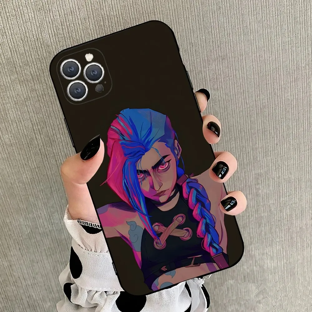 Anime Arcane Jinx Vi  Phone Case For iPhone 15,14,13,12,11,Plus,Pro Max,XS,X,XR,SE,Mini,8,7 Soft Silicone Black Cover