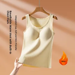 Thiened Fce Lined Bra with Chest Pad Warm Vest Svel Women's Inner Wear Base irt Autumn Winter Thermal Top