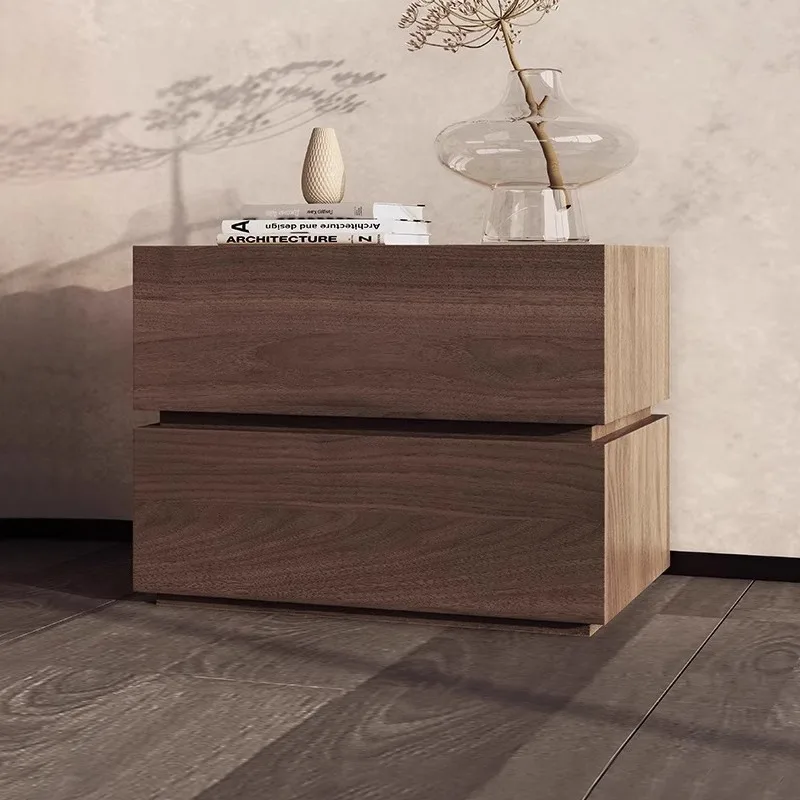 

Nordic retro Italian extremely beautiful black walnut solid wood master bedroom simple small apartment