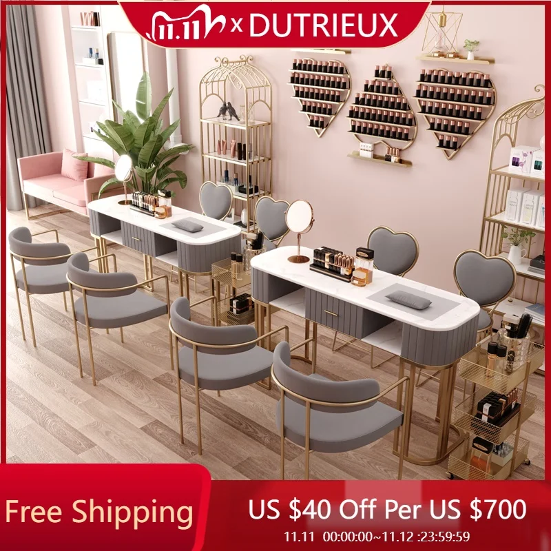 

Salon Easy Clean Manicure Table Square Designer Light Luxury Nordic Nail Desk Designer Cheap Nageltisch Nails Salon Furniture