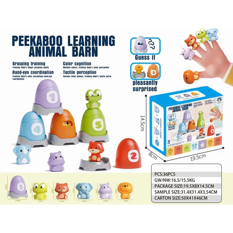 Exportação transfronteiriça amazon bebê dedo animal correspondência casa animal correspondência cor iluminação cognitiva presente brinquedo
