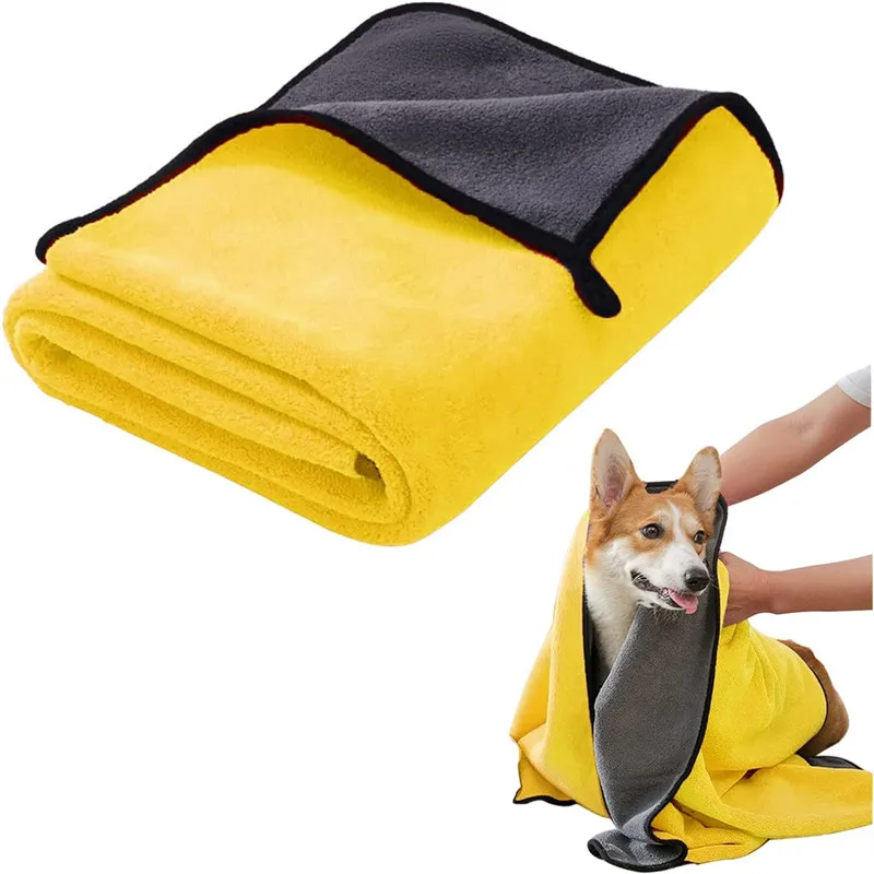 Toalla de secado rápido para mascotas, bata de baño absorbente de fibra suave para gatos, paño de limpieza conveniente para mascotas, accesorios