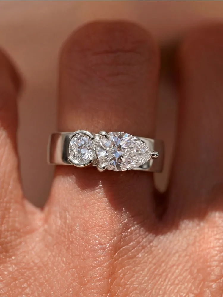 Einfacher Runder Wassertropfen-Zirkonring für Damen 925 Sterling Silber Jubiläum Verlobung Hochzeit Luxus Hochwertiger Schmuck – Detail 4