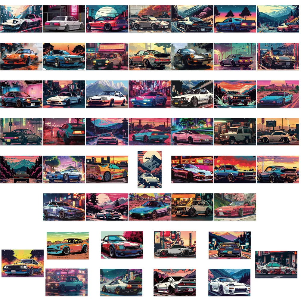 50Pcs JDM Retrofit Racing Poster Graffiti Stickers Cool Decals Decoration DIY Phone Car Motorcycles Helmet Waterproof Sticker