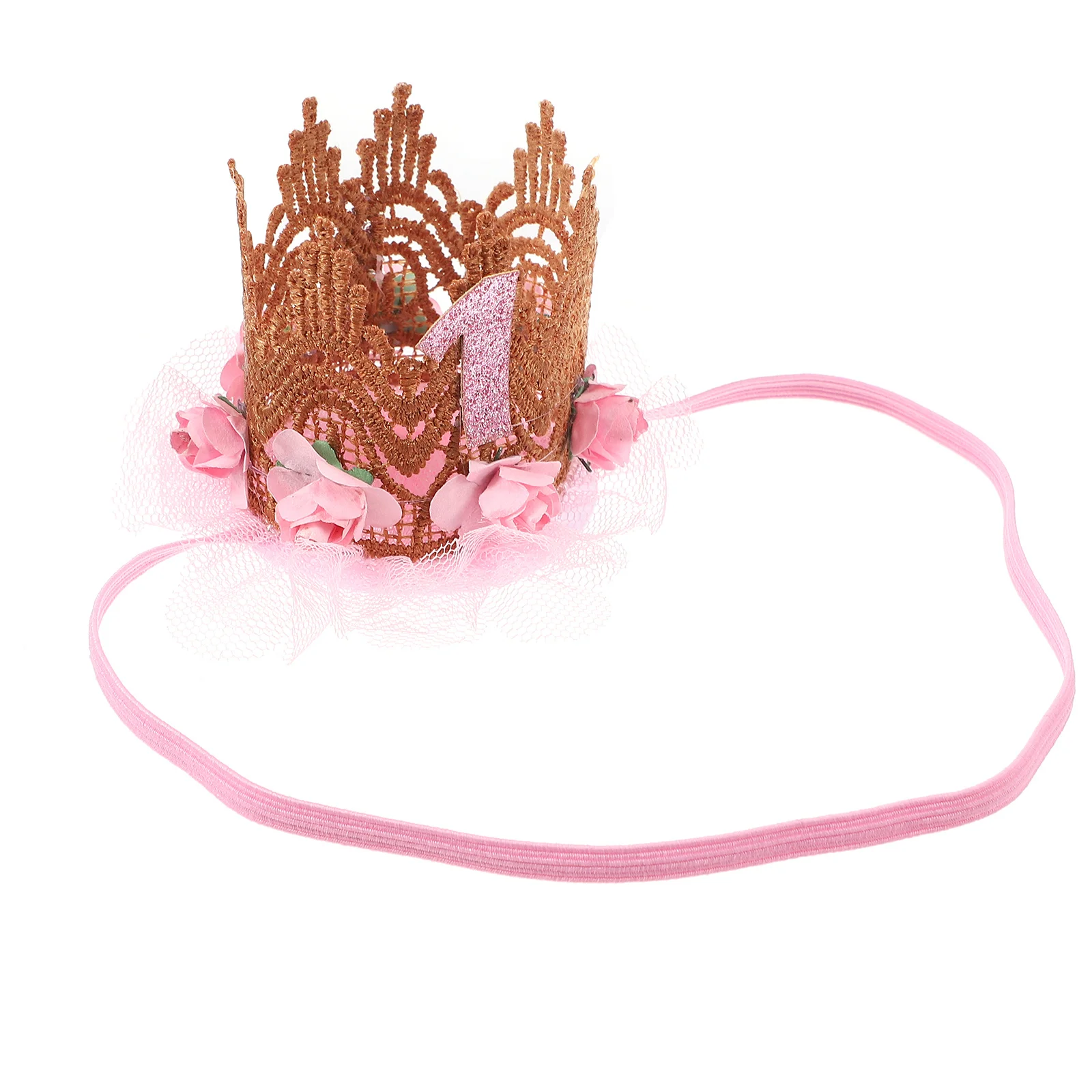 غطاء رأس على شكل تاج على شكل زهرة للأطفال، عصابة رأس على شكل تاج لعيد ميلاد الطفل، إكسسوار لأغطية الرأس لحفلات الفتيات