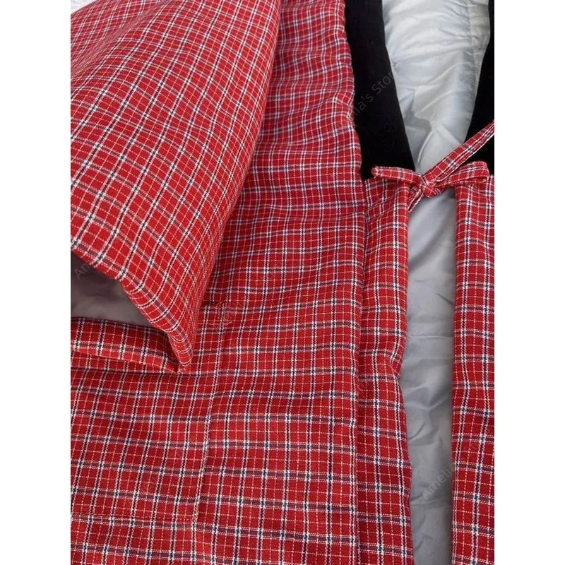 النمط الياباني الشتاء Hanten سترة المرأة معطف كيمونو دافئ الأحمر منقوشة فضفاضة المتسكعون التعادل إغلاق مبطن جيوب سترة #3