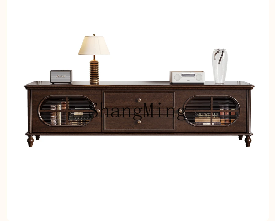 

CL simple all-solid wood TV living room retro rural storage locker small apartment walnut wall floor cabinet