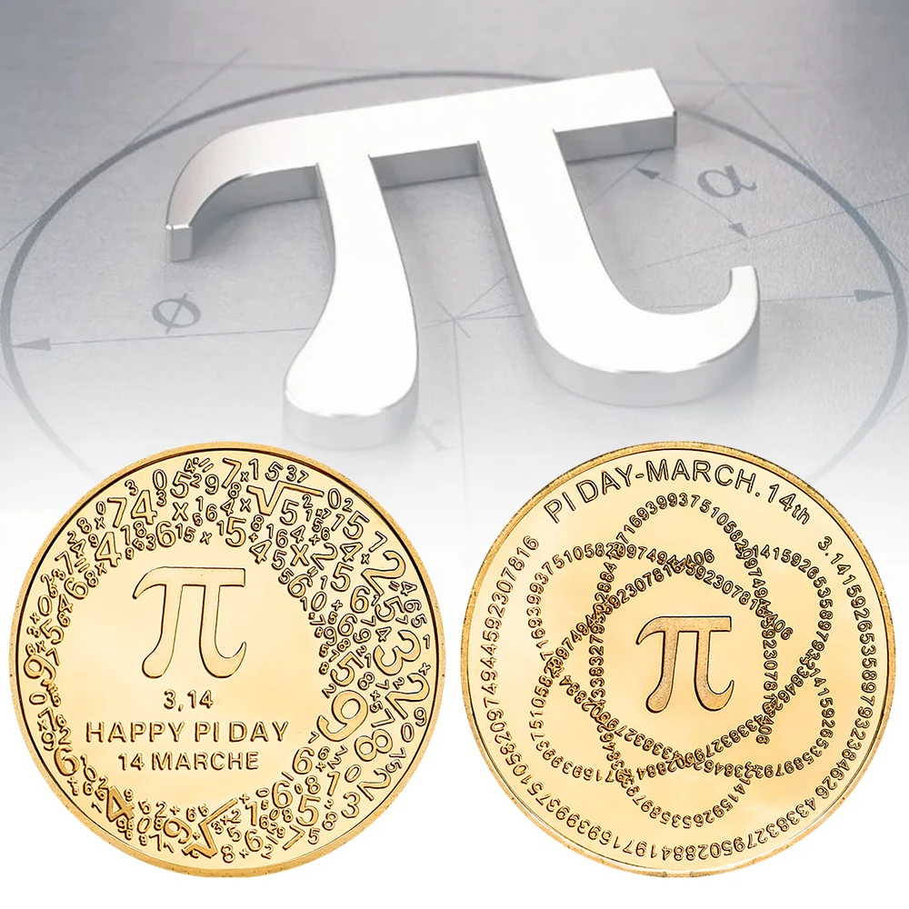 Golden Plated Commemorative Coin Of Pi Double-sided Embossed Plating Coins Art Collection Gift Crafts Ornament For Souvenir