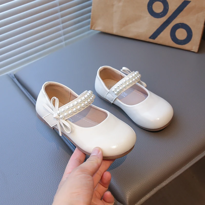 Kids Flats Soild Color Versatile Girls Leather Shoes Round Toes Korean Style 2025 Autumn New Children Princess Shoes Non-slip