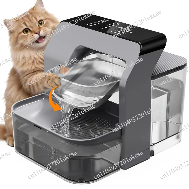 Black dumping cat water dispenser, clean sewage separation, wireless automatic water feeding, pet water dispenser