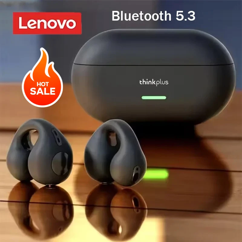 لينوفو سماعات بلوتوث 5.3 سماعات توصيل العظام اللاسلكية كليب على نمط الموسيقى إلغاء الضوضاء سماعات الألعاب الرياضية