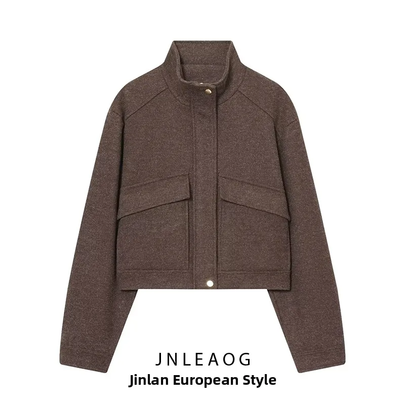 

JNLEAOG Jaet с мягким воротником, женское модное универсальное осеннее новое длинное пальто из полиэфирного волокна, застежка-молния